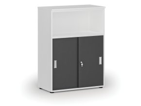 kombinovana kancelarska skrin se zasuvnymi dvermi primo white 800 x 420 x 1087 mm bila grafit 70558