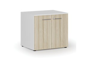 Kancelářská skříň s dveřmi PRIMO WHITE, 735 x 800 x 640 mm, bílá/dub přírodní