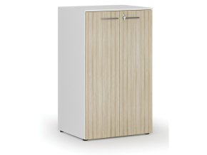 kancelarska skrin s dvermi primo white 3 police 800 x 640 x 1335 mm bila dub prirodni 70761