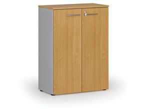 Kancelářská skříň s dveřmi PRIMO GRAY, 1087 x 800 x 420 mm, šedá/buk