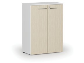 Kancelářská skříň s dveřmi PRIMO WHITE, 1087 x 800 x 420 mm, bílá/bříza