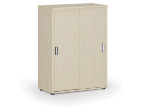 Kancelářská skříň se zasouvacími dveřmi PRIMO WOOD, 800 x 420 x 1087 mm, bříza