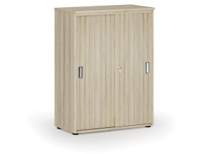 Kancelářská skříň se zasouvacími dveřmi PRIMO WOOD, 800 x 420 x 1087 mm, dub přírodní
