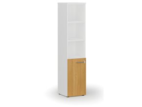 Kombinovaná kancelářská skříň PRIMO WHITE, dveře na 2 patra, 400 x 420 x 1781 mm, bílá/buk