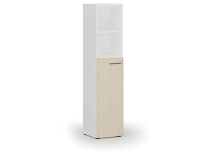 Kombinovaná kancelářská skříň PRIMO WHITE, dveře na 3 patra, 400 x 420 x 1781 mm, bílá/bříza
