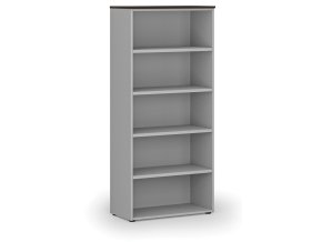 Kancelářský regál PRIMO GRAY, 800 x 420 x 1781 mm, šedá/wenge