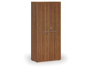 Kancelářská skříň s dveřmi PRIMO WOOD, 800 x 420 x 1781 mm, ořech