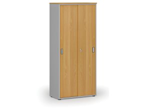 Skříň se zasouvacími dveřmi PRIMO GRAY, 800 x 420 x 1781 mm, šedá/buk