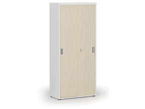 Skříň se zasouvacími dveřmi PRIMO WHITE, 800 x 420 x 1781 mm, bílá/bříza