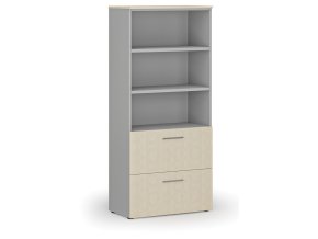 Skříň se zásuvkami pro závěsné složky PRIMO GRAY, 1781 x 800 x 420 mm, šedá/bříza