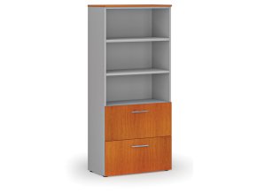 Skříň se zásuvkami pro závěsné složky PRIMO GRAY, 1781 x 800 x 420 mm, šedá/třešeň