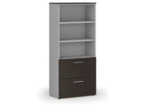 Skříň se zásuvkami pro závěsné složky PRIMO GRAY, 1781 x 800 x 420 mm, šedá/wenge