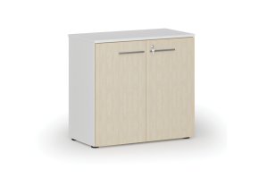 Kancelářská skříň s dveřmi PRIMO WHITE, 800 x 420 x 740 mm, bílá/bříza