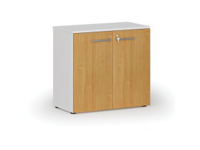 Kancelářská skříň s dveřmi PRIMO WHITE, 800 x 420 x 740 mm, bílá/buk
