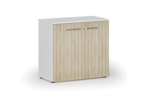 Kancelářská skříň s dveřmi PRIMO WHITE, 800 x 420 x 740 mm, bílá/dub přírodní