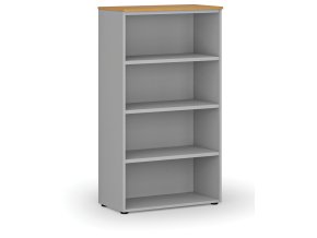 Kancelářský regál PRIMO GRAY, 800 x 420 x 1434 mm, šedá/buk