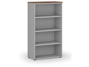 Kancelářský regál PRIMO GRAY, 800 x 420 x 1434 mm, šedá/ořech