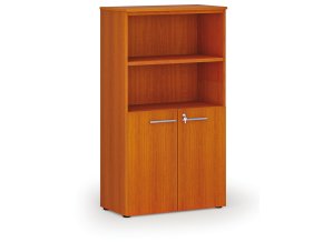 Kombinovaná kancelářská skříň PRIMO WOOD, dveře na 2 patra, 800 x 420 x 1434 mm, třešeň
