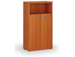Kombinovaná kancelářská skříň PRIMO WOOD, dveře na 3 patra, 800 x 420 x 1434 mm, třešeň