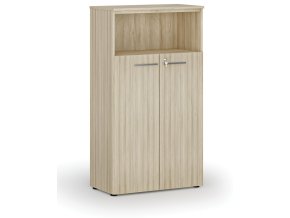 Kombinovaná kancelářská skříň PRIMO WOOD, dveře na 3 patra, 800 x 420 x 1434 mm, dub přírodní