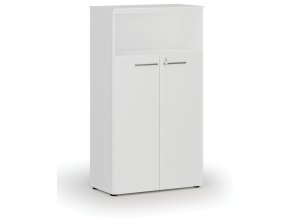 Kombinovaná kancelářská skříň PRIMO WHITE, dveře na 3 patra, 800 x 420 x 1434 mm, bílá