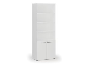 Kombinovaná kancelářská skříň PRIMO WHITE, dveře na 2 patra, 800 x 420 x 2128 mm, bílá