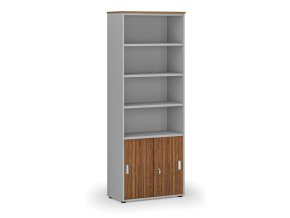 kombinovana kancelarska skrin primo gray zasouvaci dvere na 2 patra 800 x 420 x 2128 mm seda orech 73429