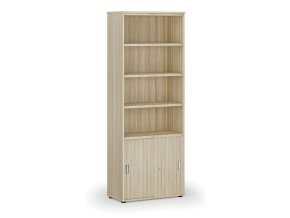 Kombinovaná kancelářská skříň PRIMO WOOD, zasouvací dveře na 2 patra, 800 x 420 x 2128 mm, dub přírodní