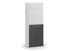 kombinovana kancelarska skrin primo white dvere na 3 patra 800 x 420 x 2128 mm bila grafit 73623