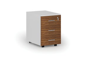 Kancelářský mobilní kontejner PRIMO WHITE, 3 zásuvky, bílá/ořech