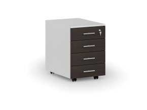 Kancelářský mobilní kontejner PRIMO WHITE, 4 zásuvky, bílá/wenge