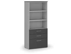 kancelarska skrin s kombinovanymi zasuvkami primo gray 800 x 420 x 1781 mm seda grafit 108535