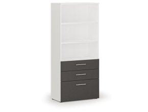 kancelarska skrin s kombinovanymi zasuvkami primo white 800 x 420 x 1781 mm bila grafit 108548