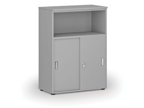 kombinovana kancelarska skrin se zasuvnymi dvermi primo gray 800 x 420 x 1087 mm seda 74684