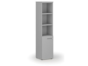 Kombinovaná kancelářská skříň PRIMO GRAY, dveře na 2 patra, 400 x 420 x 1781 mm, šedá
