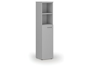 Kombinovaná kancelářská skříň PRIMO GRAY, dveře na 3 patra, 400 x 420 x 1781 mm, šedá
