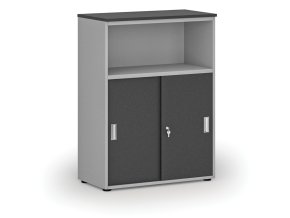 kombinovana kancelarska skrin se zasuvnymi dvermi primo gray 800 x 420 x 1087 mm seda grafit 74444