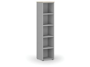 Kancelářský regál PRIMO GRAY, 400 x 420 x 1781 mm, šedá/dub přírodní