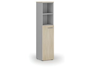 Kombinovaná kancelářská skříň PRIMO GRAY, dveře na 3 patra, 400 x 420 x 1781 mm, šedá/dub přírodní