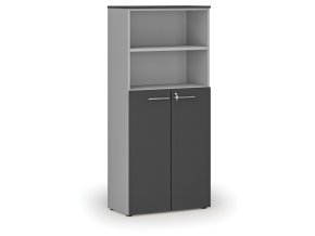 kombinovana kancelarska skrin primo gray dvere na 3 patra 800 x 420 x 1781 mm seda grafit 74523