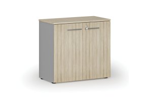 Kancelářská skříň s dveřmi PRIMO GRAY, 800 x 420 x 740 mm, šedá/dub přírodní