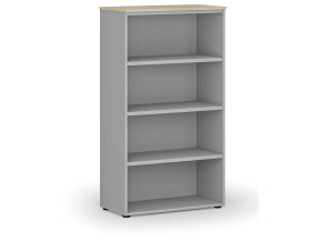 Kancelářský regál PRIMO GRAY, 800 x 420 x 1434 mm, šedá/dub přírodní