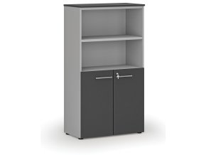 kombinovana kancelarska skrin primo gray dvere na 2 patra 800 x 420 x 1434 mm seda grafit 74605