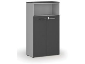 kombinovana kancelarska skrin primo gray dvere na 3 patra 800 x 420 x 1434 mm seda grafit 74617