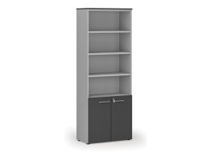kombinovana kancelarska skrin primo gray dvere na 2 patra 800 x 420 x 2128 mm seda grafit 74711