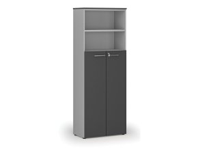 kombinovana kancelarska skrin primo gray dvere na 4 patra 800 x 420 x 2128 mm seda grafit 74642