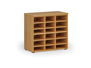 Třídicí regál PRIMO WOOD, 800 x 420 x 740 mm, 18 přihrádek, buk