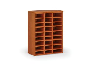 Třídicí regál PRIMO WOOD, 800 x 420 x 1087 mm, 27 přihrádek, třešeň