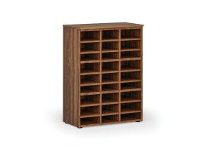 Třídicí regál PRIMO WOOD, 800 x 420 x 1087 mm, 27 přihrádek, ořech
