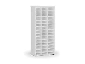 Třídicí regál PRIMO WHITE, 800 x 420 x 1781 mm, 45 přihrádek, bílý
